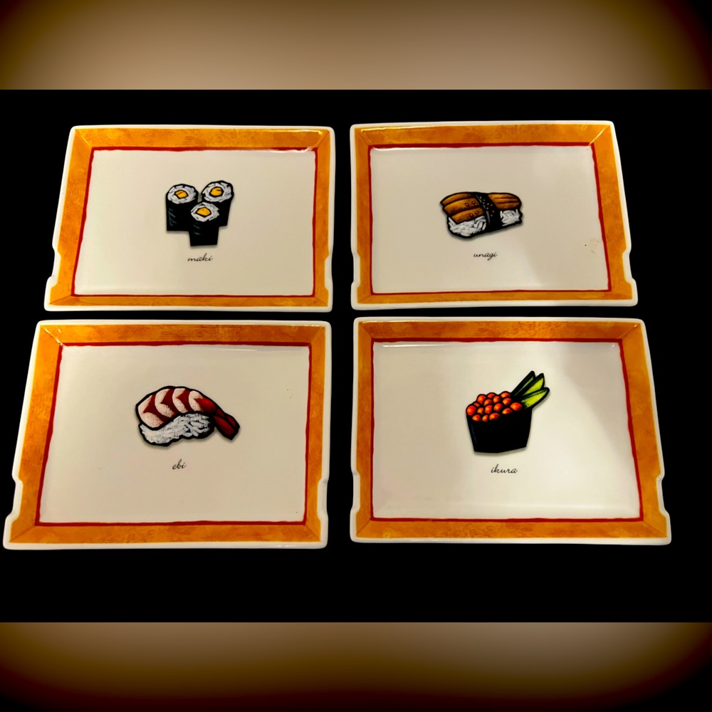 Set of 4 Vintage Sushi Plates